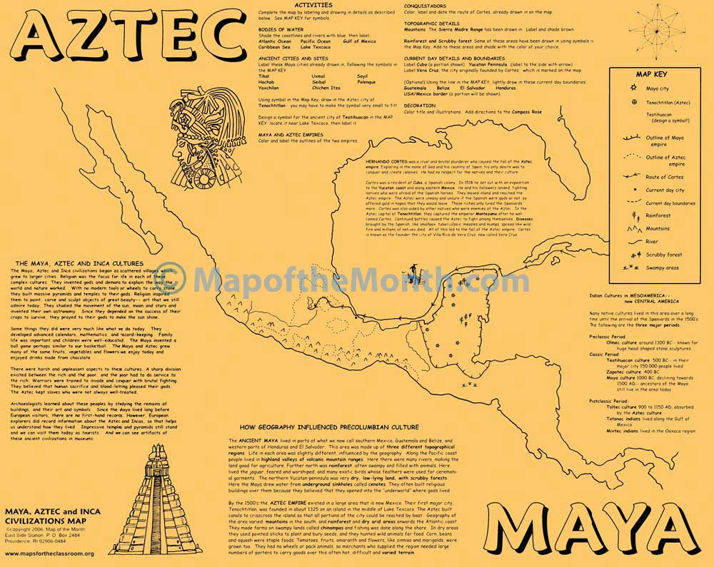 Aztecs And Mayans Map