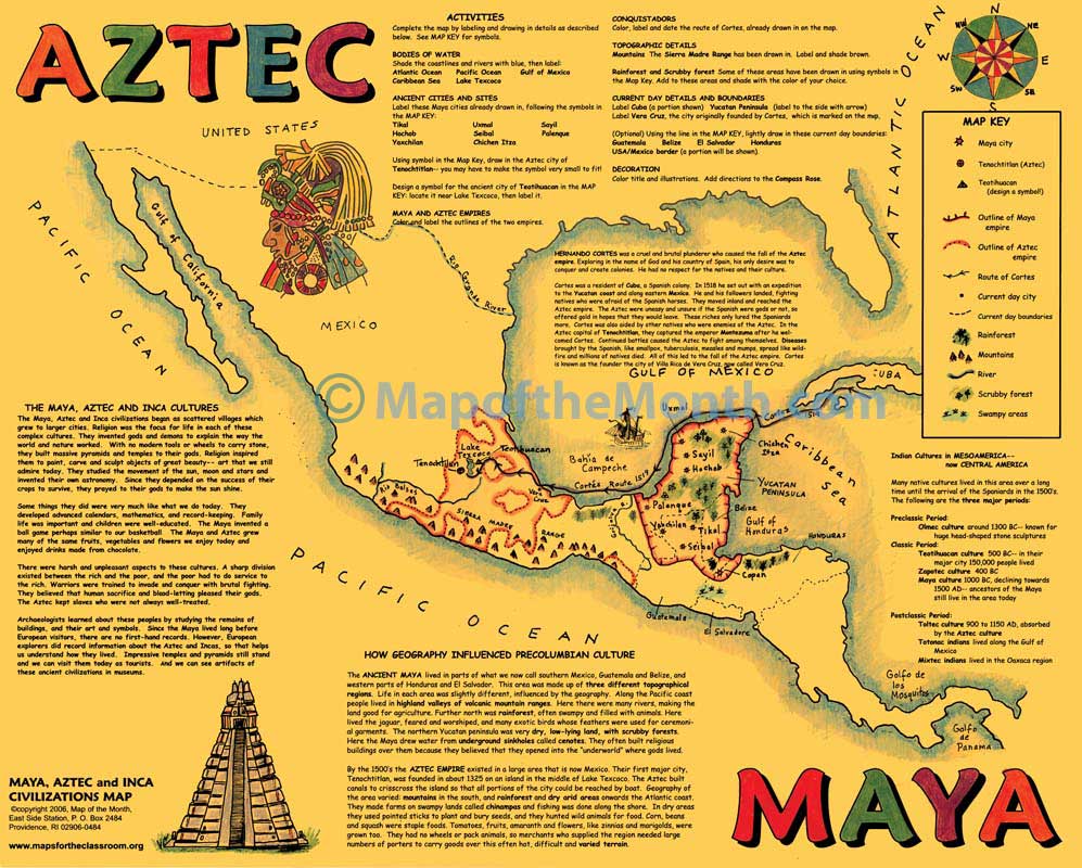 Aztecs And Mayans Map