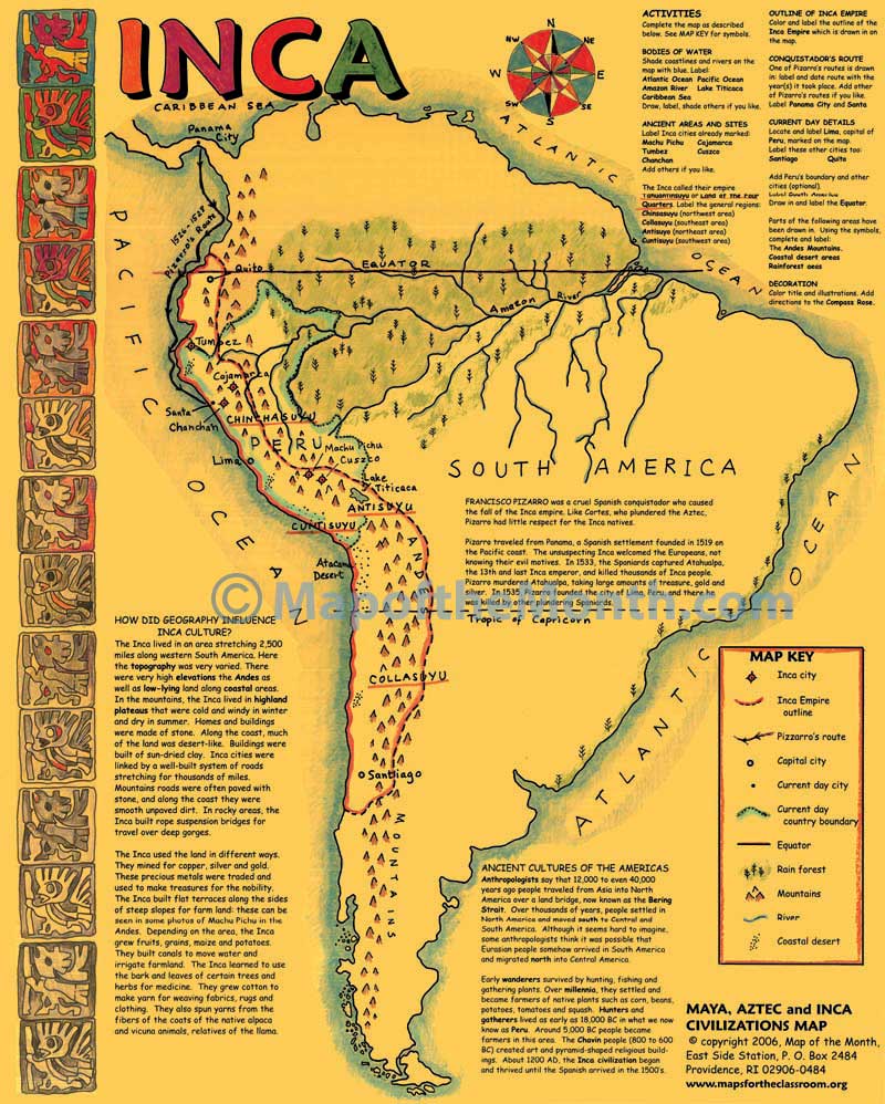 Inca Aztec Maya Map Pacific Centered World Map