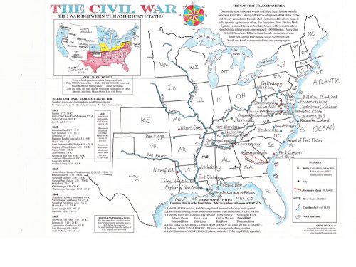 Civil War Map - Filled in & Colored