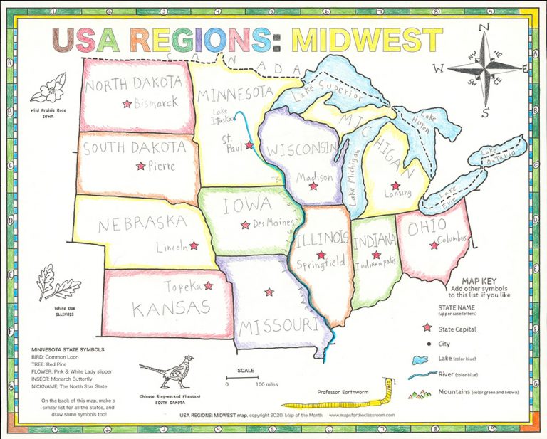 USA Regions Midwest Maps For The Classroom USA Regions Midwest 1000 768x617